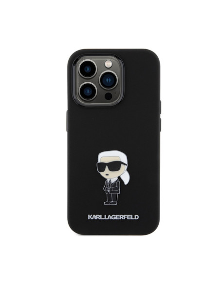 Etui Do iPhone 15 Pro Karl Lagerfeld Silicone Ikonik Metal Pin Czarny