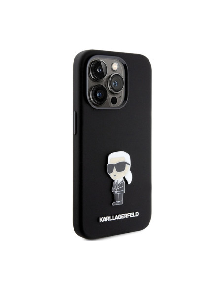 Etui Do iPhone 15 Pro Karl Lagerfeld Silicone Ikonik Metal Pin Czarny