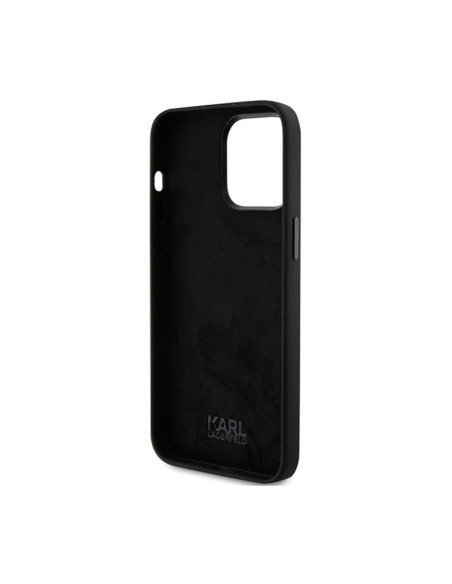 Etui Do iPhone 15 Pro Karl Lagerfeld Silicone Choupette Metal Pin Czarny