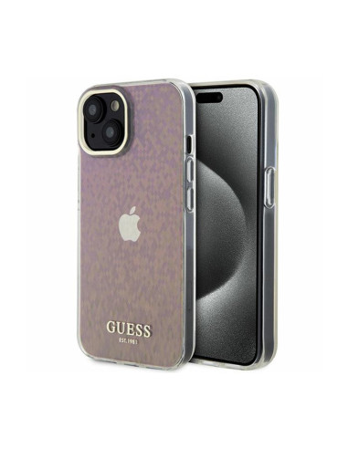 Etui Do iPhone 15 Guess IML Faceted Mirror Disco Iridescent Różowy