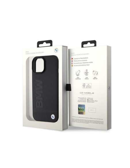 Etui Do iPhone 15 BMW Leather Hot Stamp MagSafe Czarny