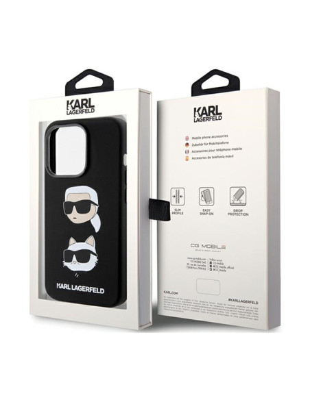 Etui Do iPhone 15 Pro Karl Lagerfeld Silicone Karl & Choupette Heads Czarny