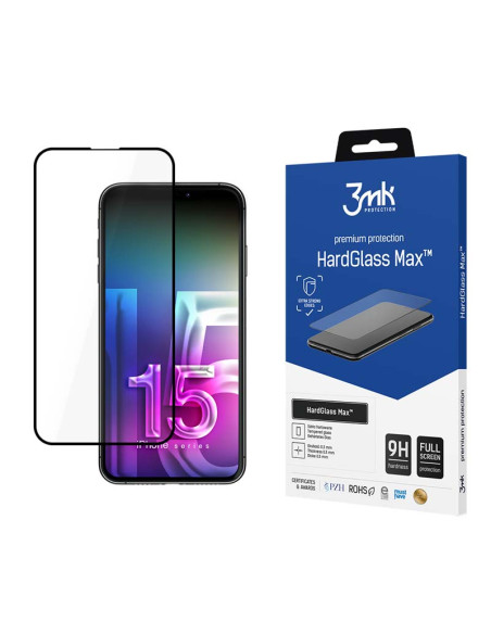 Szkło hartowane do iPhone 15 3mk HardGlass Max Czarny