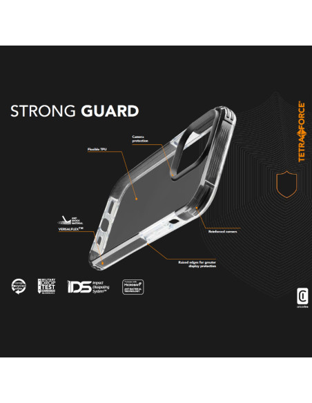 Etui Do iPhone 15 Pro z powłoką MICROBAN Cellularline Tetra Force Strong Guard Przezroczysty