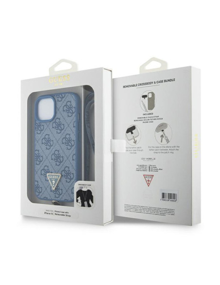 Etui Do iPhone 15 Guess Crossbody 4G Metal Logo Niebieski