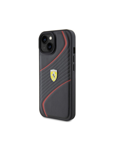Etui Do iPhone 15 Ferrari Twist Metal Logo Czarny