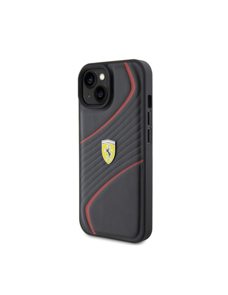 Etui Do iPhone 15 Ferrari Twist Metal Logo Czarny