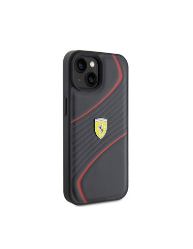 Etui Do iPhone 15 Ferrari Twist Metal Logo Czarny