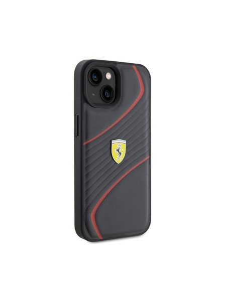 Etui Do iPhone 15 Ferrari Twist Metal Logo Czarny