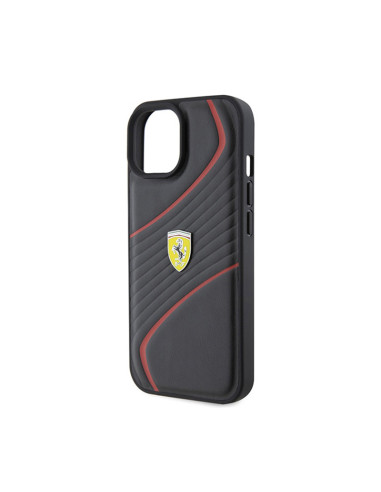 Etui Do iPhone 15 Ferrari Twist Metal Logo Czarny
