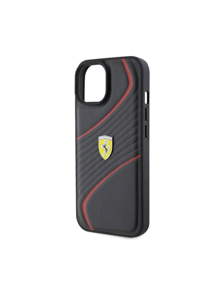Etui Do iPhone 15 Ferrari Twist Metal Logo Czarny