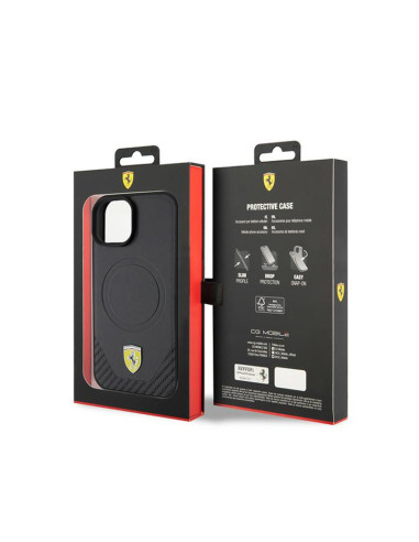 Etui Do iPhone 15 Ferrari Carbon Metal Logo...