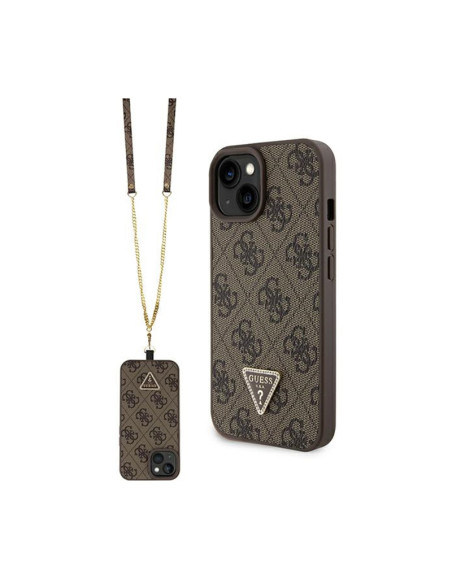 Etui Do iPhone 15 Guess Crossbody 4G Metal Logo Brązowy