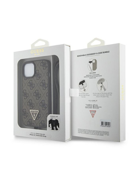 Etui Do iPhone 15 Guess Crossbody 4G Metal Logo Brązowy