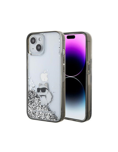 Etui Do iPhone 15 Karl Lagerfeld Liquid Glitter Choupette Przezroczysty