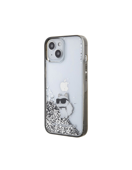 Etui Do iPhone 15 Karl Lagerfeld Liquid Glitter Choupette Przezroczysty