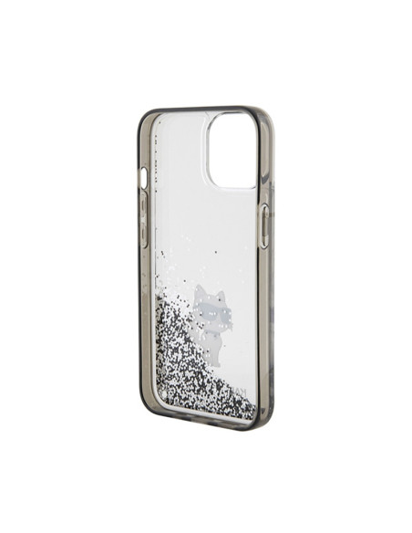 Etui Do iPhone 15 Karl Lagerfeld Liquid Glitter Choupette Przezroczysty