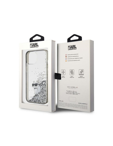 Etui Do iPhone 15 Karl Lagerfeld Liquid Glitter Choupette Przezroczysty