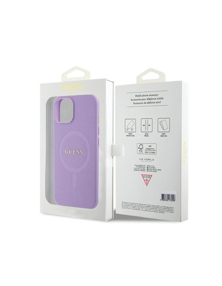 Etui Do iPhone 15 Guess Saffiano MagSafe Fioletowy