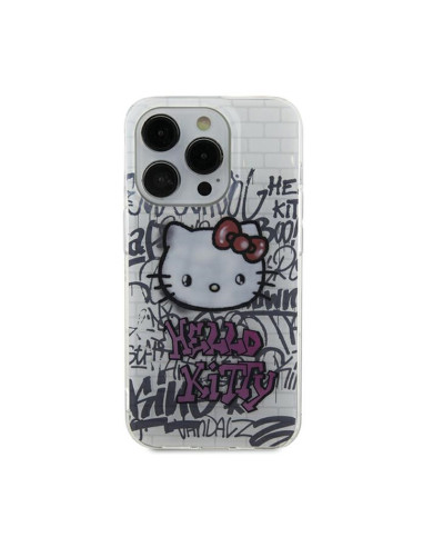 Etui Do iPhone 15 Hello Kitty IML Kitty On Bricks Graffiti Biały