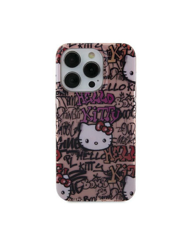 Etui Do iPhone 15 Hello Kitty IML Tags Graffiti Różowy