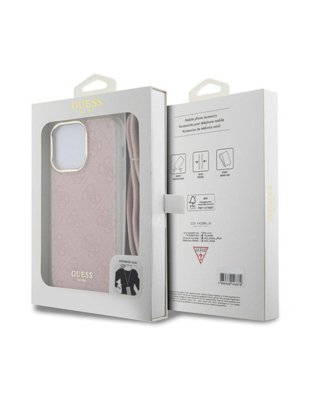Etui Do iPhone 15 Pro Guess Crossbody Cord 4G Print Różowy