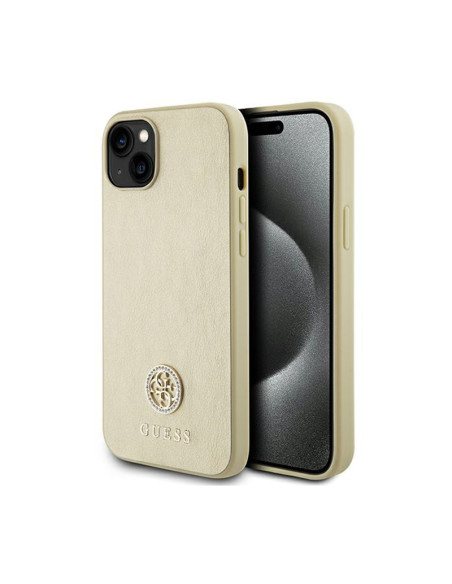 Etui Do iPhone 15 Guess 4G Strass Metal Logo Złoty