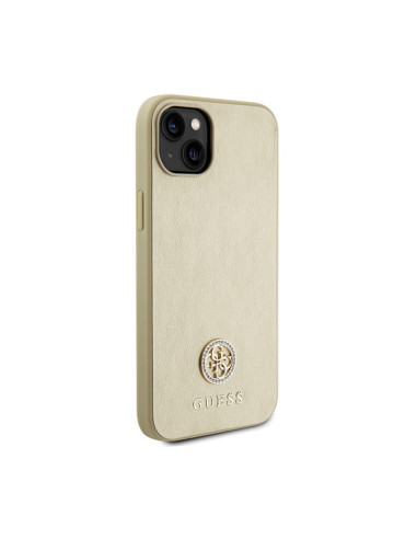 Etui Do iPhone 15 Guess 4G Strass Metal Logo Złoty