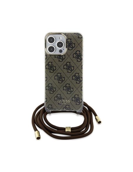 Etui Do iPhone 15 Pro Guess Crossbody Cord 4G Print Brązowy
