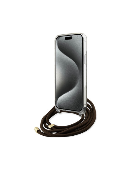 Etui Do iPhone 15 Pro Guess Crossbody Cord 4G Print Brązowy