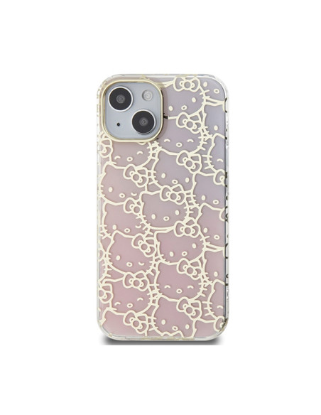 Etui Do iPhone 15 Hello Kitty IML Gradient Electrop Crowded Kitty Head Różowy