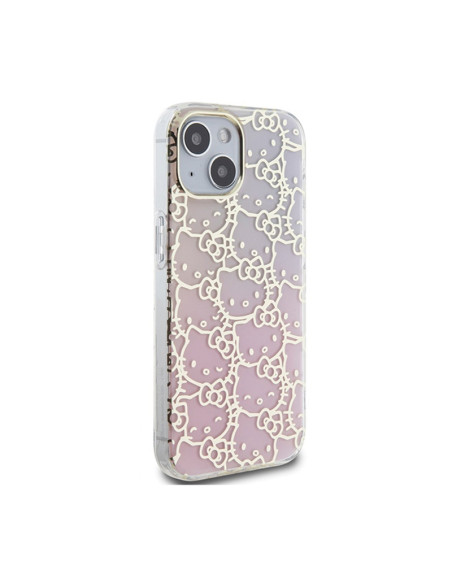 Etui Do iPhone 15 Hello Kitty IML Gradient Electrop Crowded Kitty Head Różowy