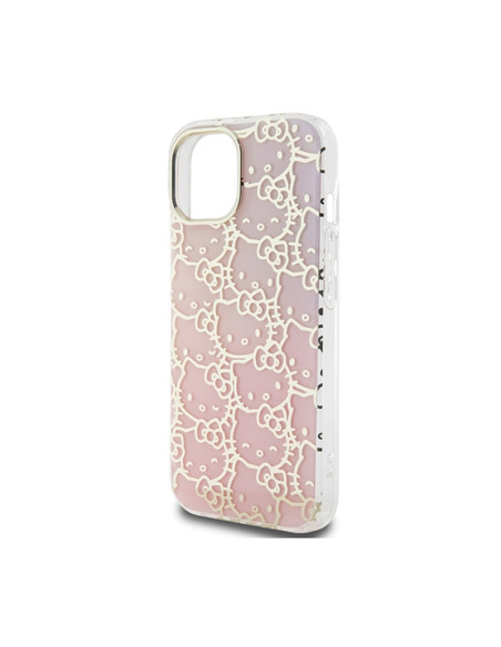 Etui Do iPhone 15 Hello Kitty IML Gradient Electrop Crowded Kitty Head Różowy