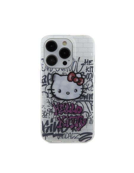 Etui Do iPhone 14 Pro Max Hello Kitty IML Kitty On Bricks Graffiti Biały