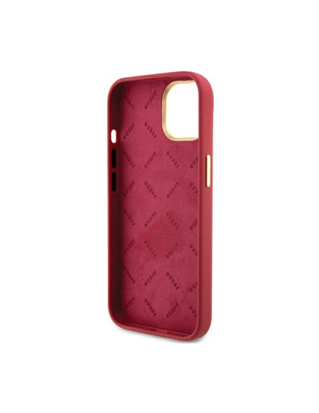 Etui Do iPhone 15 Guess Silicone Script Metal Logo & Frame Czerwony