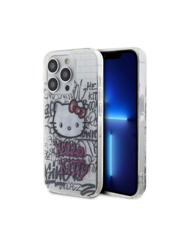 Etui Do iPhone 14 Pro Hello Kitty IML Kitty On Bricks Graffiti Biały