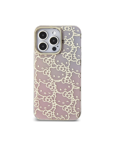 Etui Do iPhone 14 Pro Max Hello Kitty IML Gradient Electrop Crowded Kitty Head Różowy