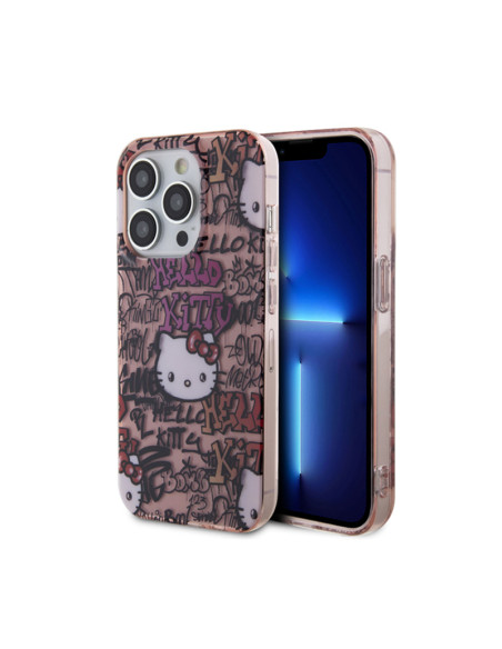 Etui Do iPhone 14 Pro Hello Kitty IML Tags Graffiti Różowy