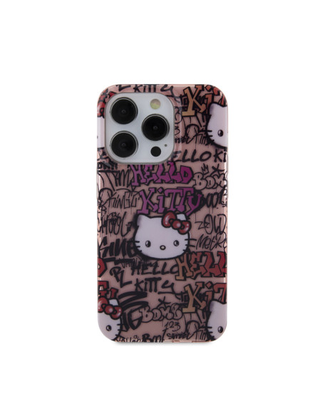 Etui Do iPhone 14 Pro Hello Kitty IML Tags Graffiti Różowy