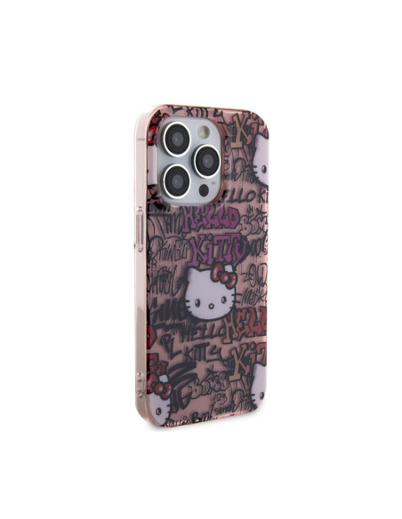 Etui Do iPhone 14 Pro Hello Kitty IML Tags Graffiti Różowy