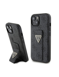 Etui Do iPhone 15 Guess Grip Stand 4G Triangle Strass Logo Czarny