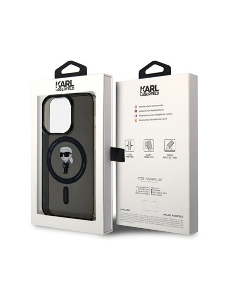 Etui Do iPhone 14 Pro Max Karl Lagerfeld IML Ikonik MagSafe Czarny