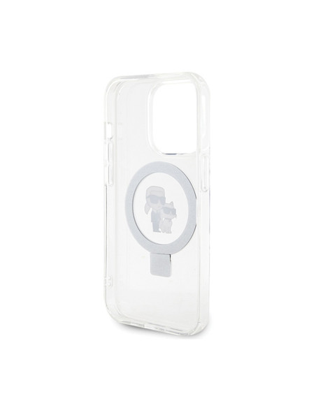 Etui Do iPhone 14 Pro Karl Lagerfeld Ring Stand Karl & Choupette MagSafe Biały