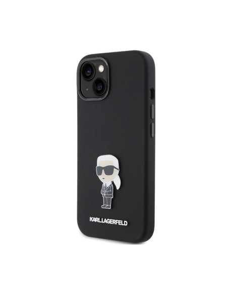 Etui Do iPhone 15 Karl Lagerfeld Silicone Ikonik Metal Pin Czarny