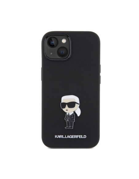 Etui Do iPhone 15 Karl Lagerfeld Silicone Ikonik Metal Pin Czarny