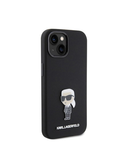 Etui Do iPhone 15 Karl Lagerfeld Silicone Ikonik Metal Pin Czarny