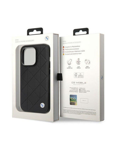 Etui Do iPhone 14 Pro BMW Leather Quilted Czarny
