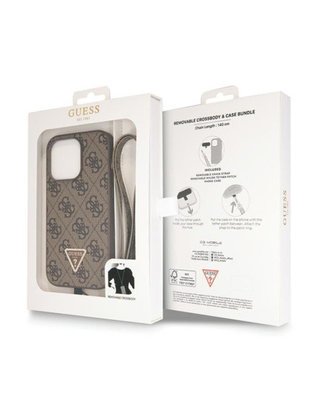 Etui Do iPhone 14 Pro Guess Crossbody 4G Metal Logo Brązowy