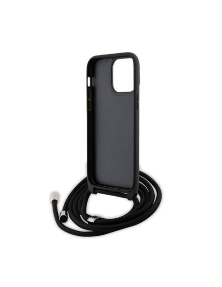 Etui Do iPhone 14 Pro Max Karl Lagerfeld Crossbody Saffiano Metal Pin Karl & Choupette Czarny
