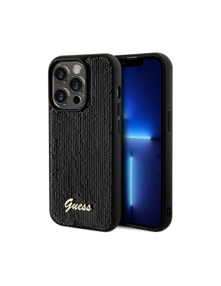 Etui Do iPhone 14 Pro Max Guess Sequin Script Metal Czarny